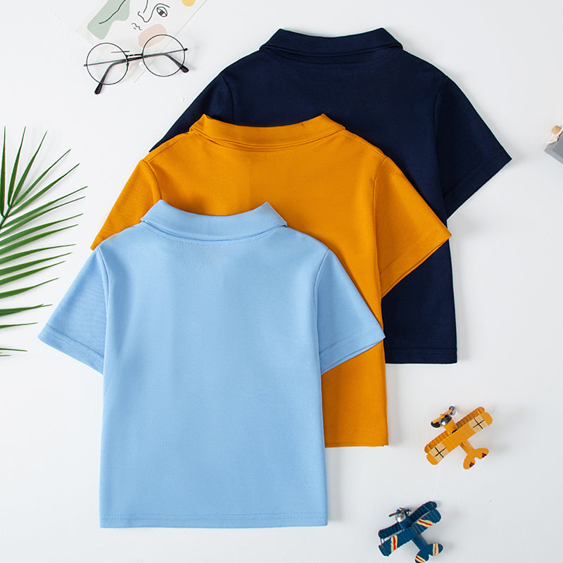 Kids Solid Colour Summer Polo Shirt