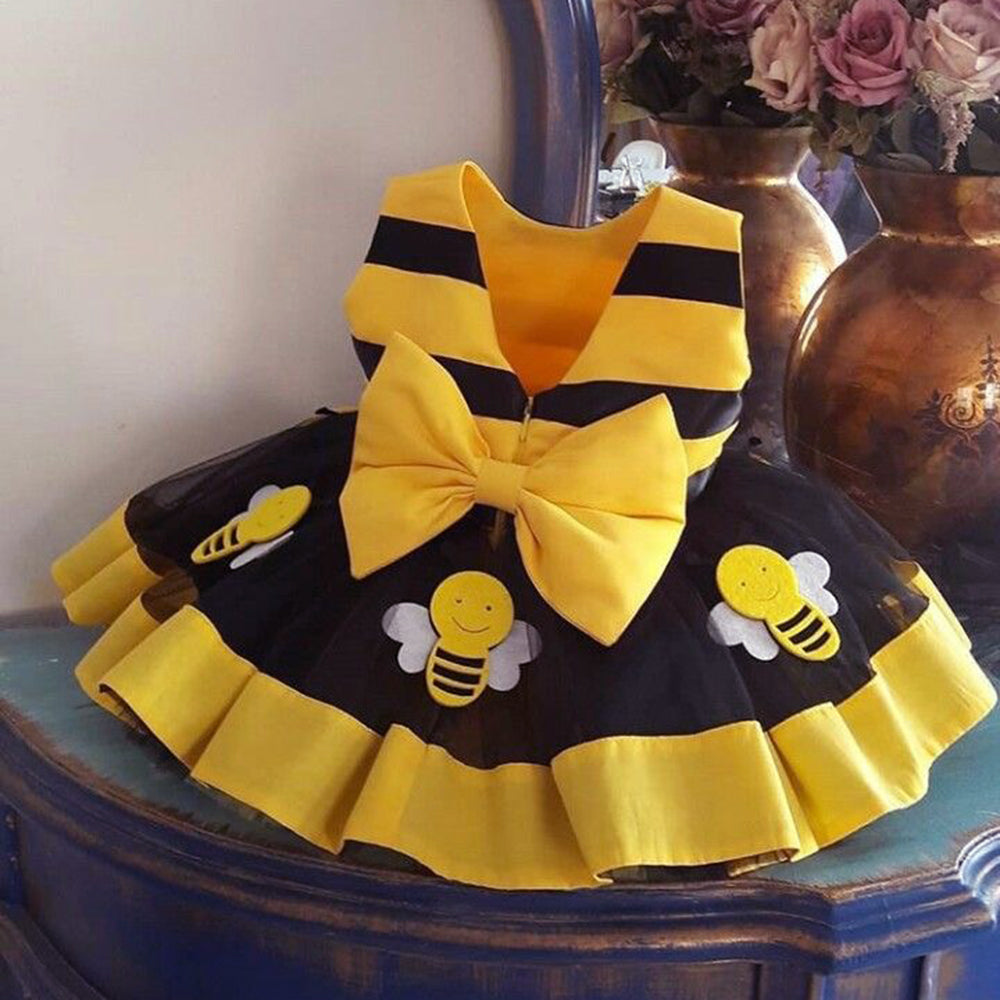 Bee Print Summer Dress for Girls