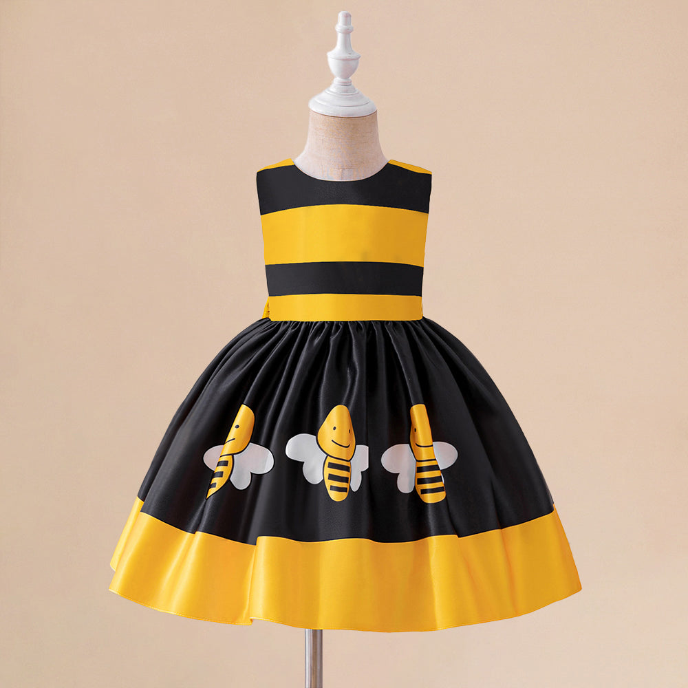 Bee Print Summer Dress for Girls