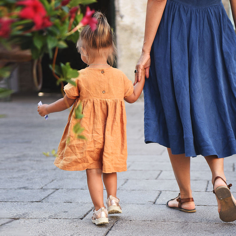 Cotton Linen Short-Sleeve Princess Dress