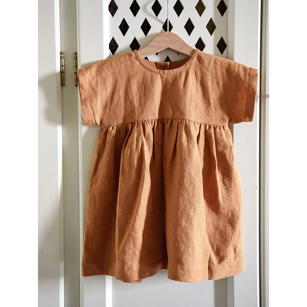 Cotton Linen Short-Sleeve Princess Dress