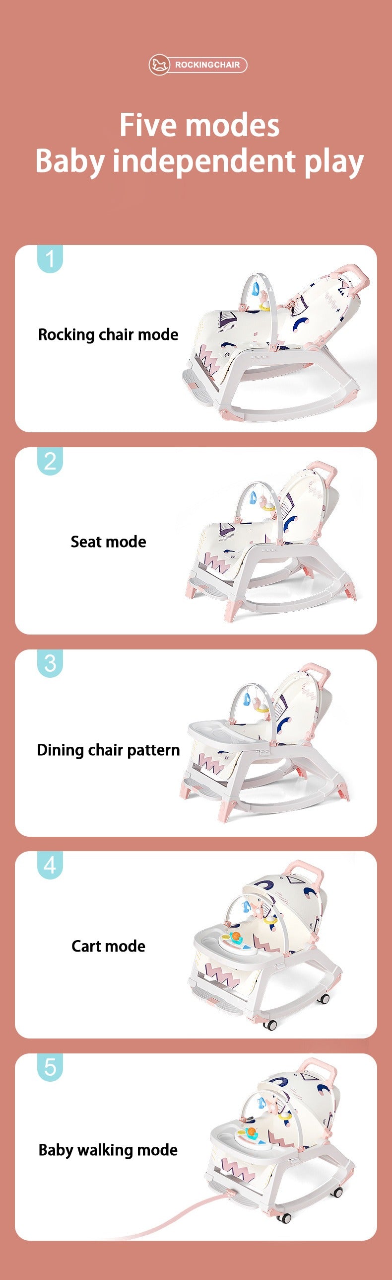 Dine & Play 5 in 1 Baby Rocking Chair