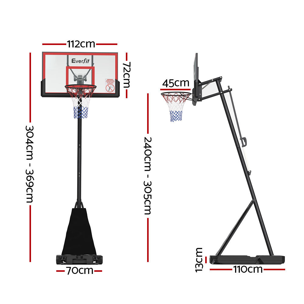 Everfit Basketball Stand System Ring Hoop Net Height Adjustable 3.05M