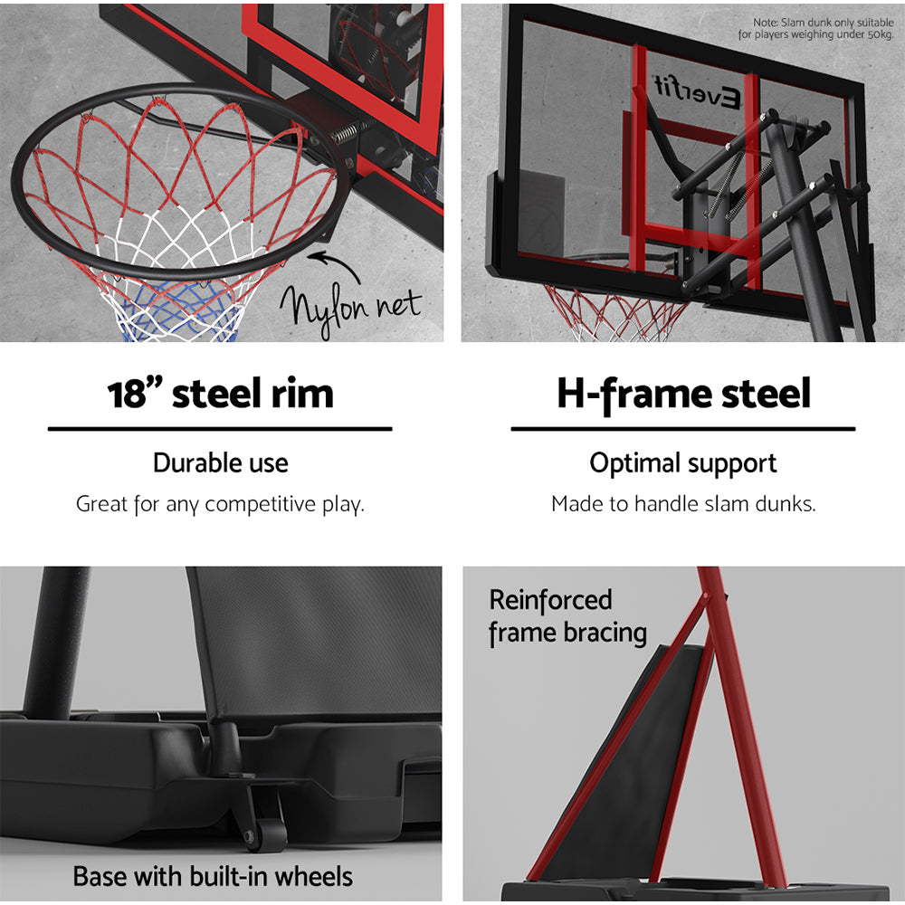 Everfit Basketball Stand System Ring Hoop Net Height Adjustable 3.05M