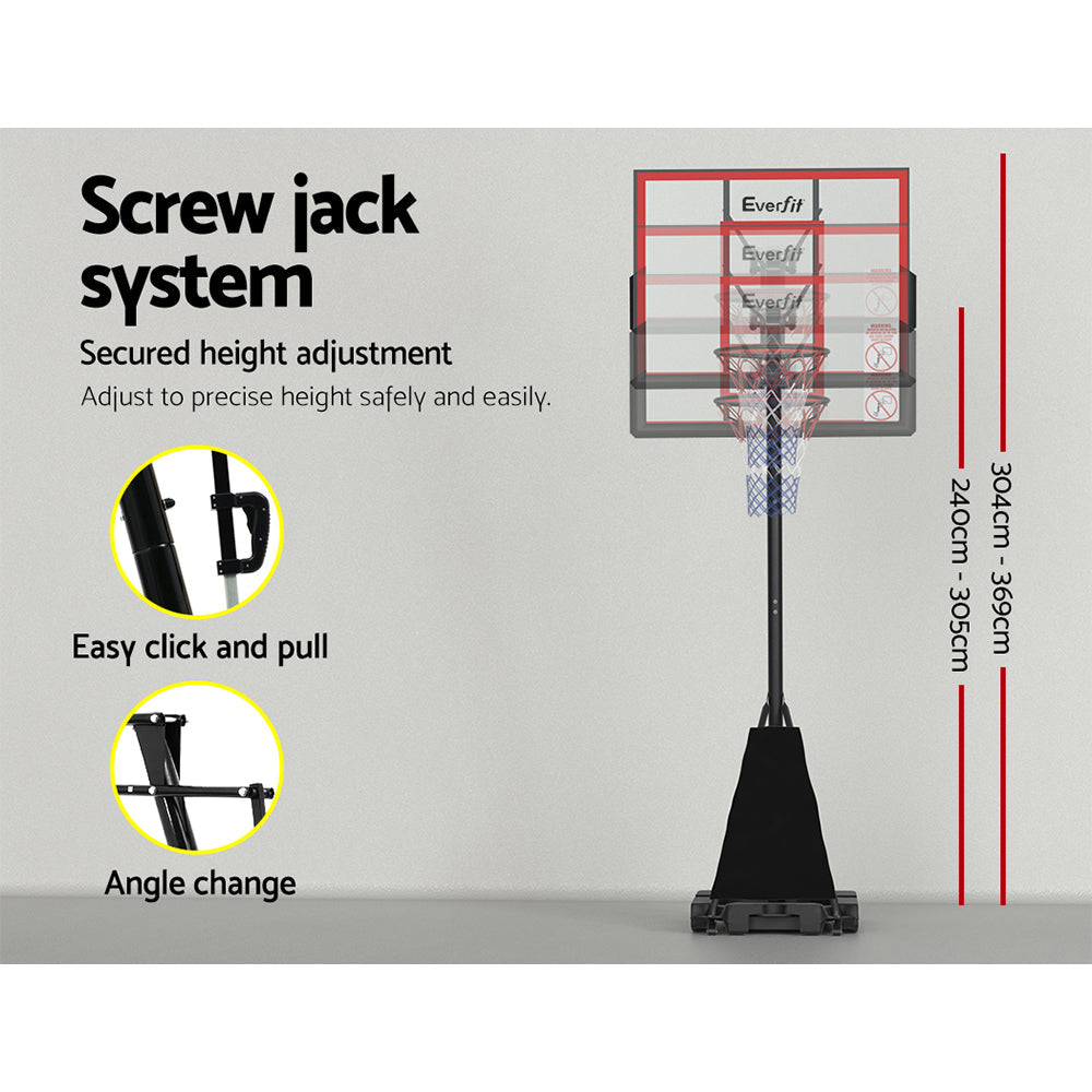 Everfit Basketball Stand System Ring Hoop Net Height Adjustable 3.05M