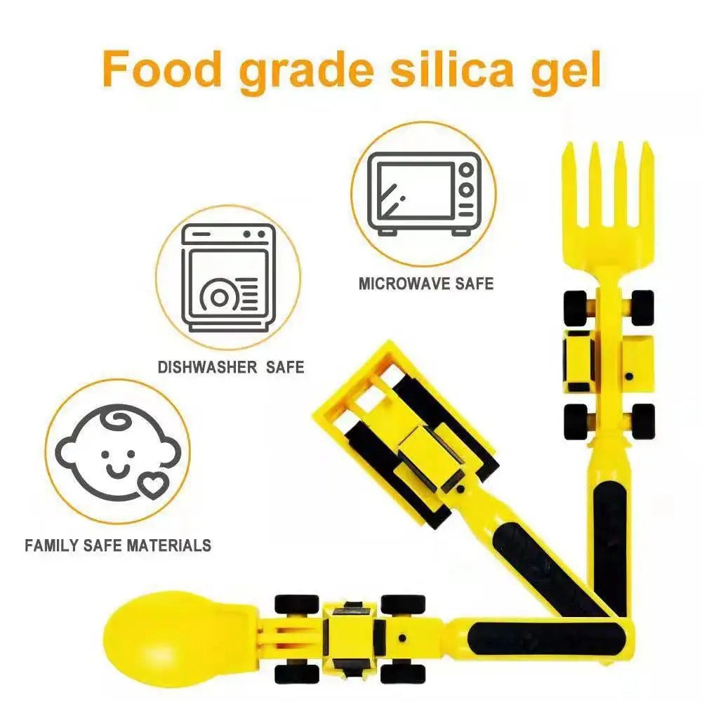 ExcavaBite Kid's Construction Plate and Utensil Set