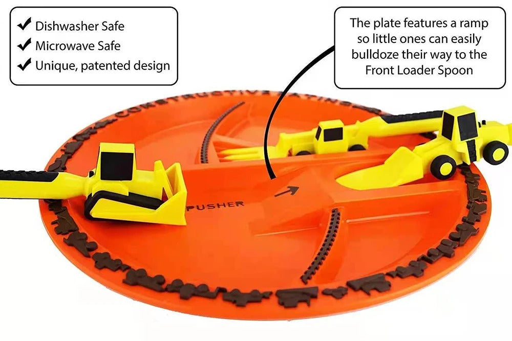 ExcavaBite Kid's Construction Plate and Utensil Set