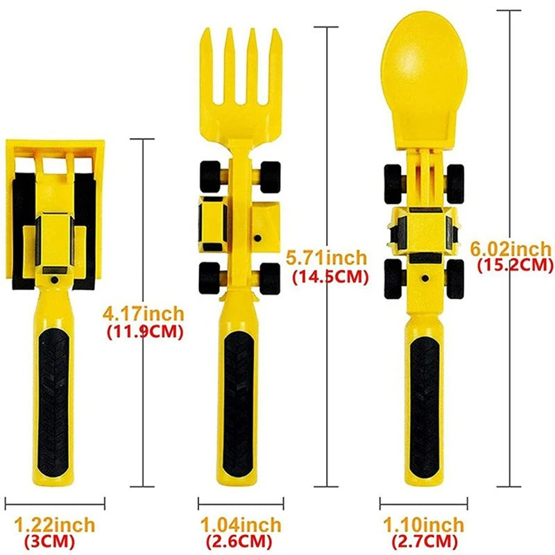 ExcavaBite Kid's Construction Plate and Utensil Set