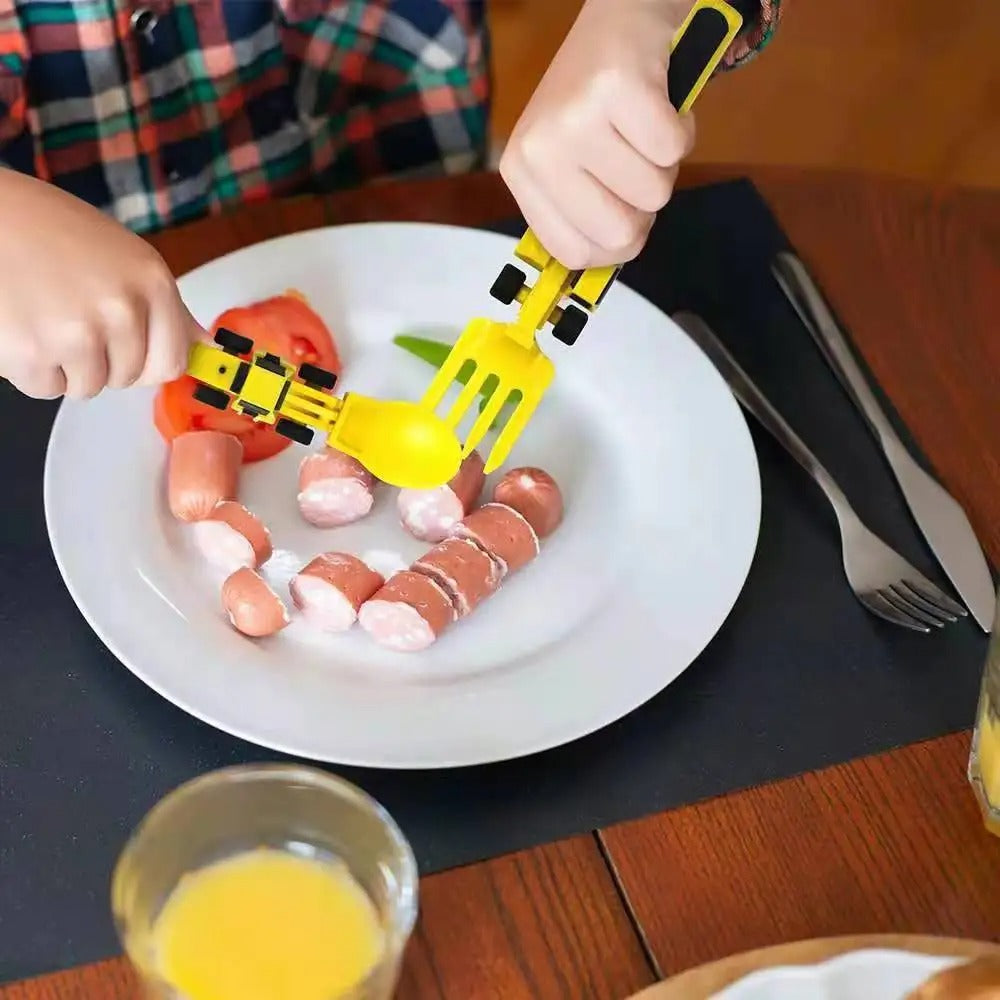 ExcavaBite Kid's Construction Plate and Utensil Set