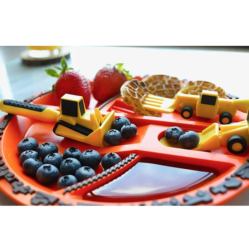 ExcavaBite Kid's Construction Plate and Utensil Set