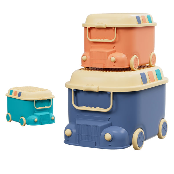 3PCS Toy Storage Box Cute Car