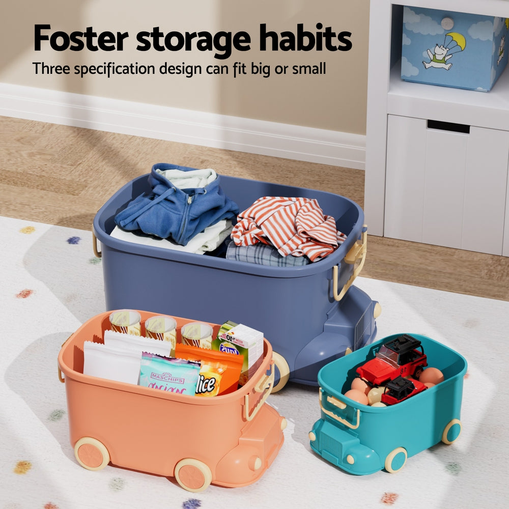 3PCS Toy Storage Box Cute Car