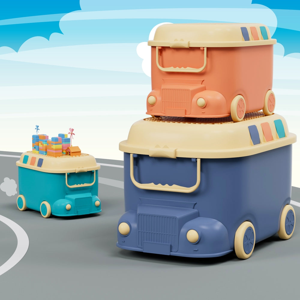 3PCS Toy Storage Box Cute Car