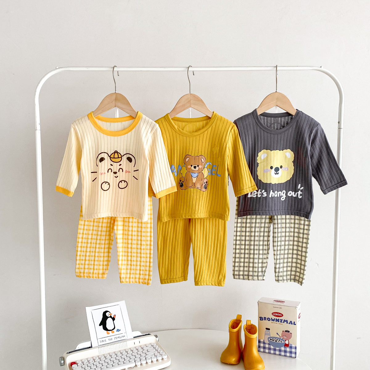 Cute Cartoon Pure Cotton Long Sleeve Top + Pants