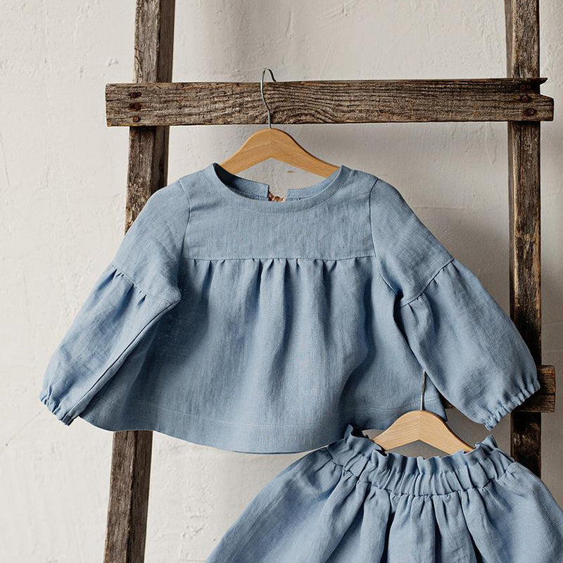 Girls Back Bow Tie Linen Shirt