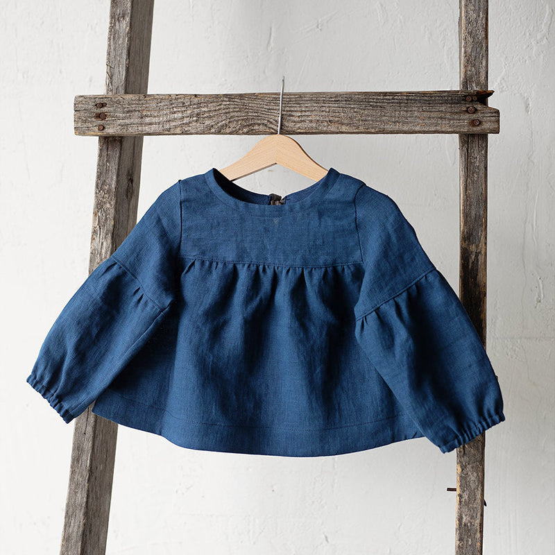 Girls Back Bow Tie Linen Shirt