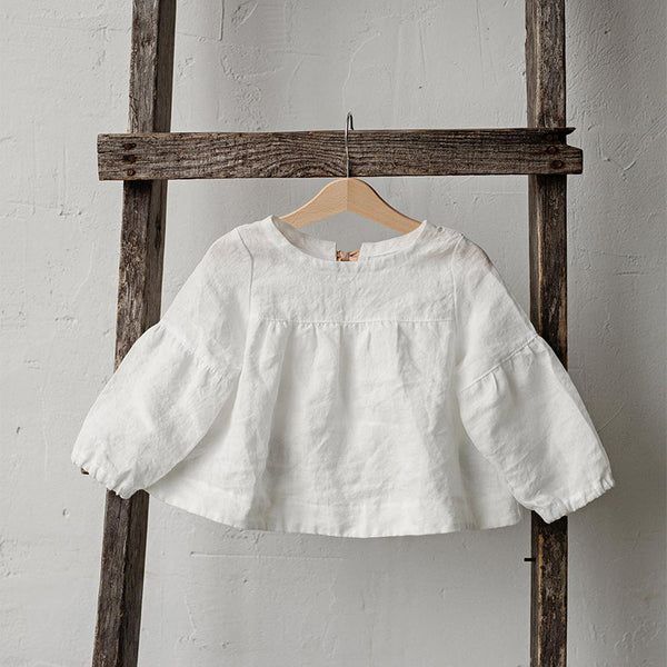 Girls Back Bow Tie Linen Shirt