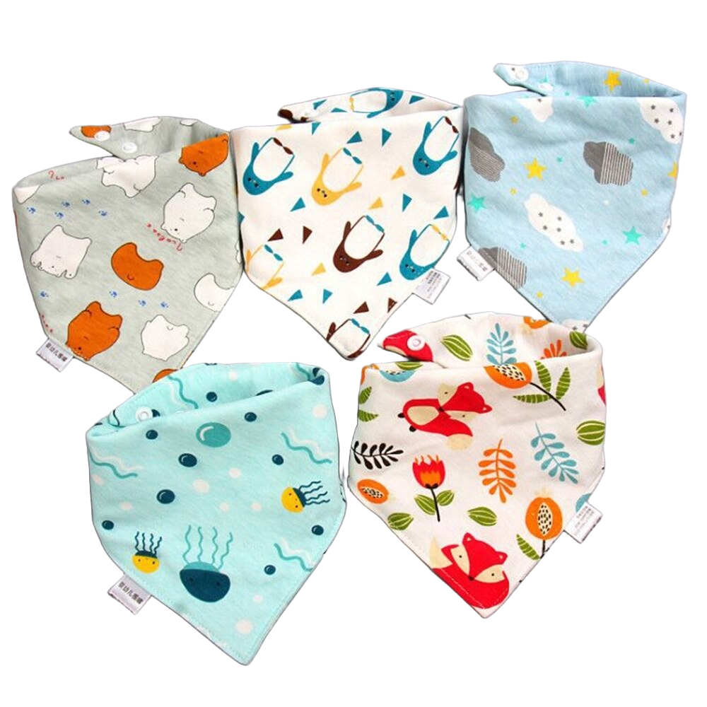 5 Pcs Double Cotton Bandana Bibs Baby - Baby Saliva Towel