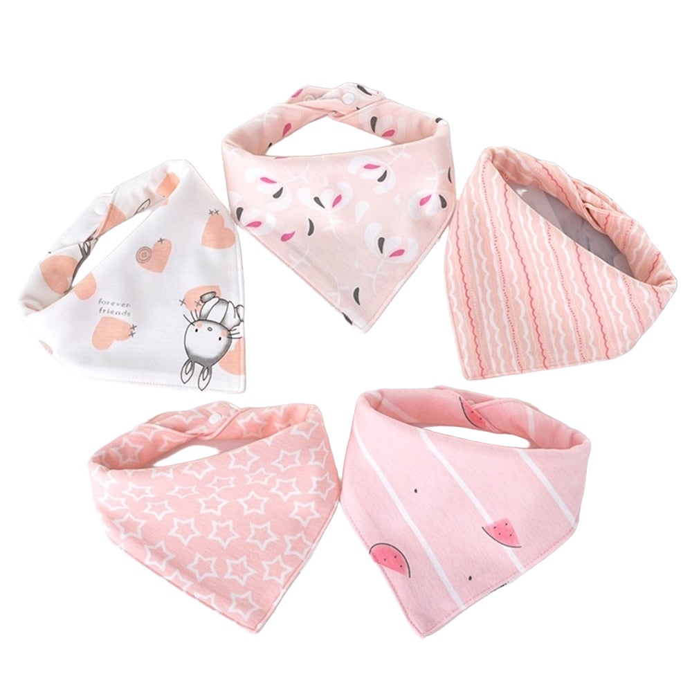 5 Pcs Double Cotton Bandana Bibs Baby - Baby Saliva Towel