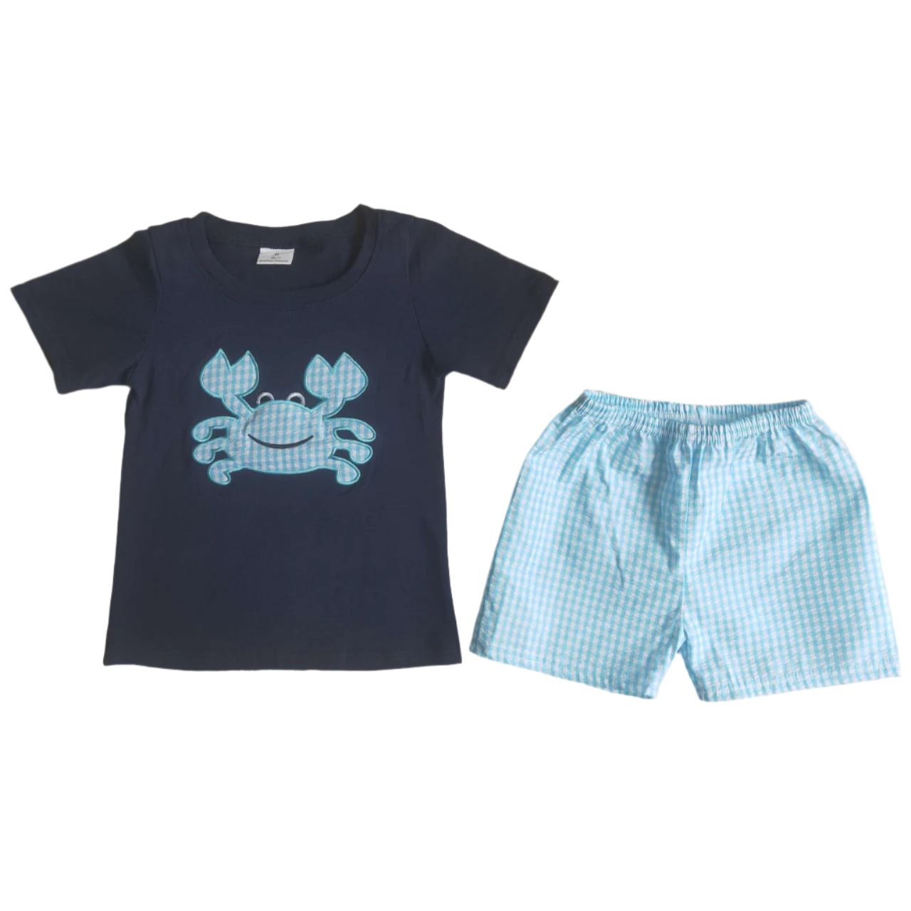 Baby Boy Summer Crab Embroidery Outfit