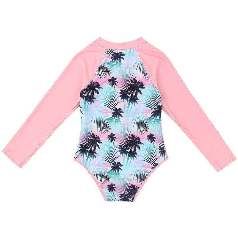 One-piece Girls Swimsuit Rash Guard Long Sleeves