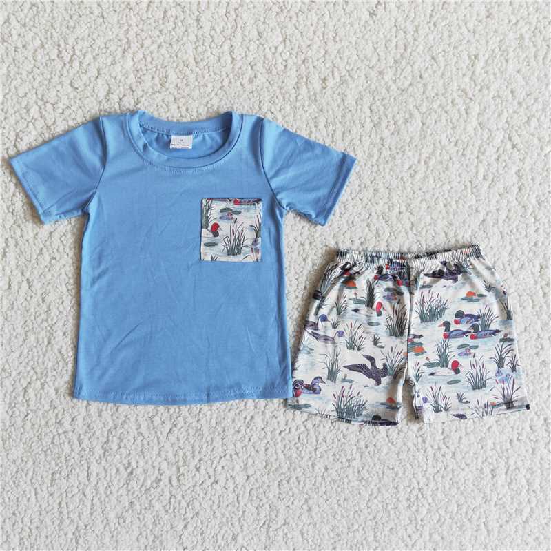 Baby Boy Summer Crab Embroidery Outfit