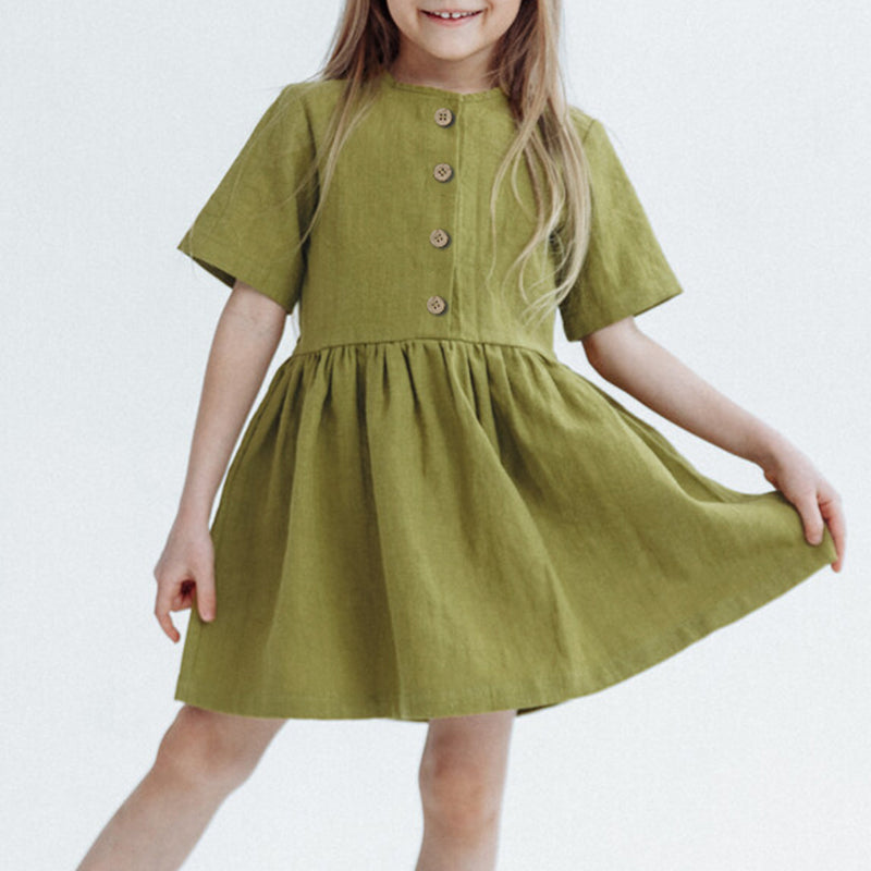 Ramie Short-Sleeved Summer Dress