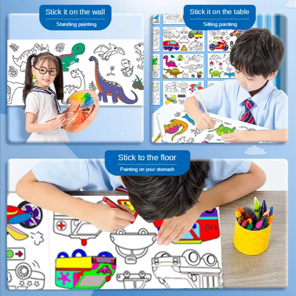 Children's Drawing Roll Sticky Colour Filling Paper