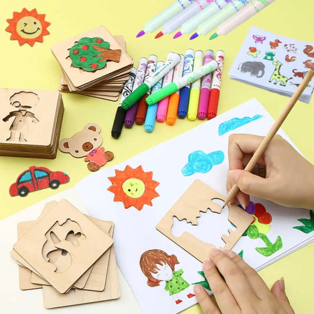 Montessori Kids Drawing Toys Stencil