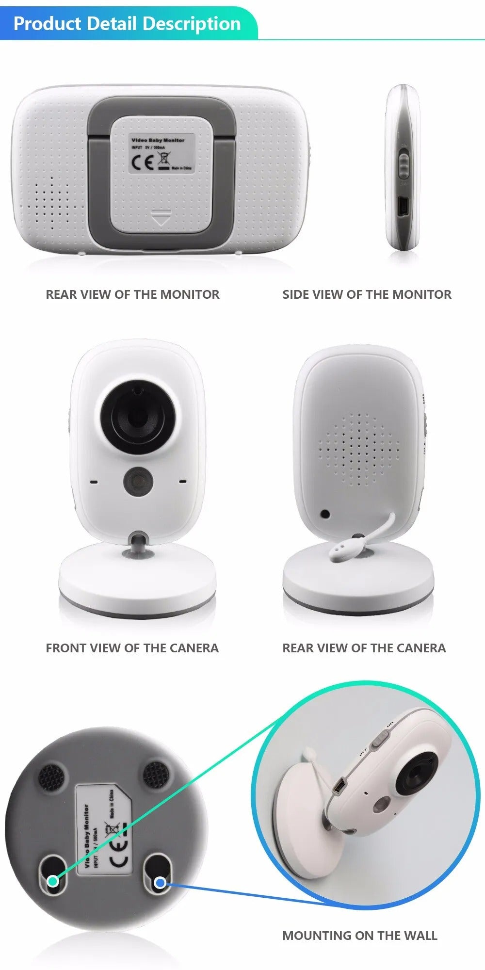 Electronic Baby Monitor With 3.2in LCD Display