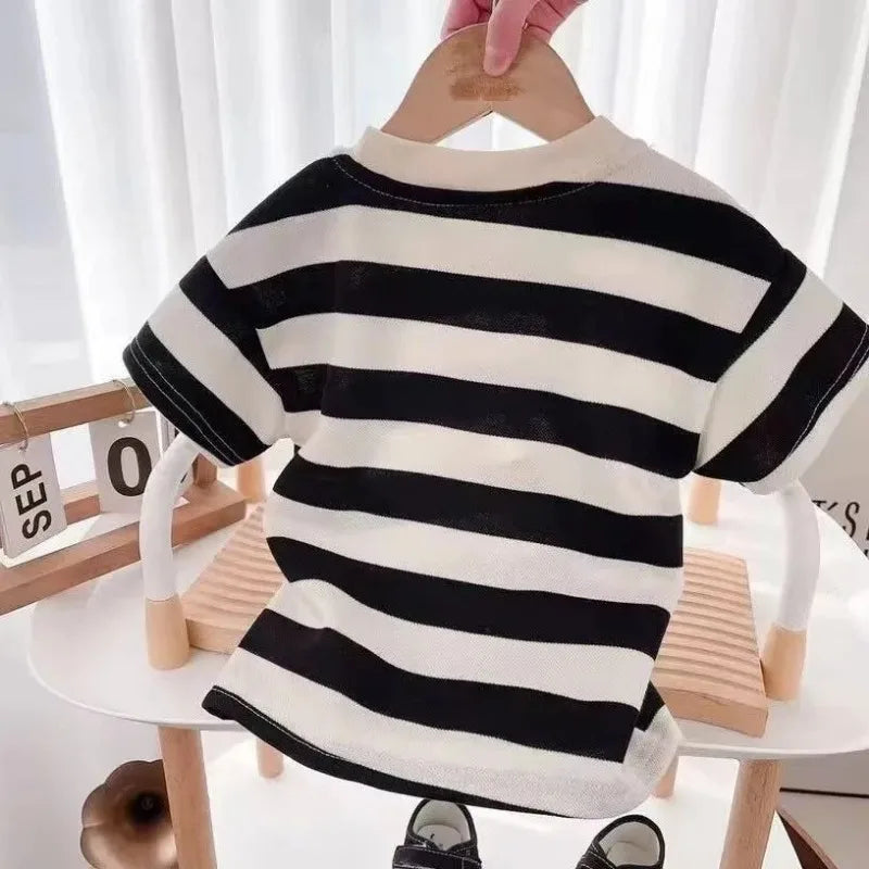 Short Sleeved Stripe Kids T-Shirt and Short Set