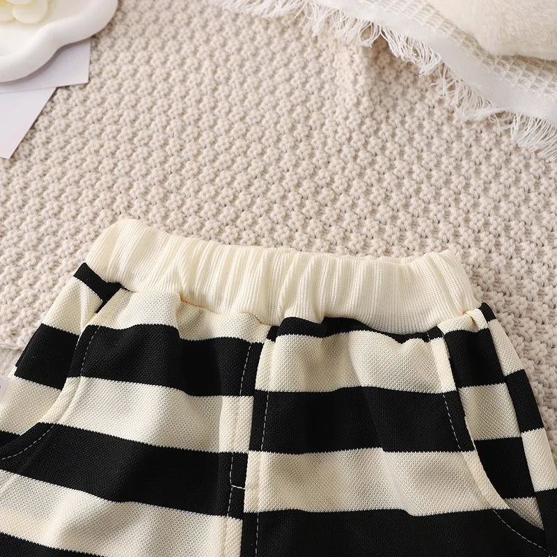 Short Sleeved Stripe Kids T-Shirt and Short Set