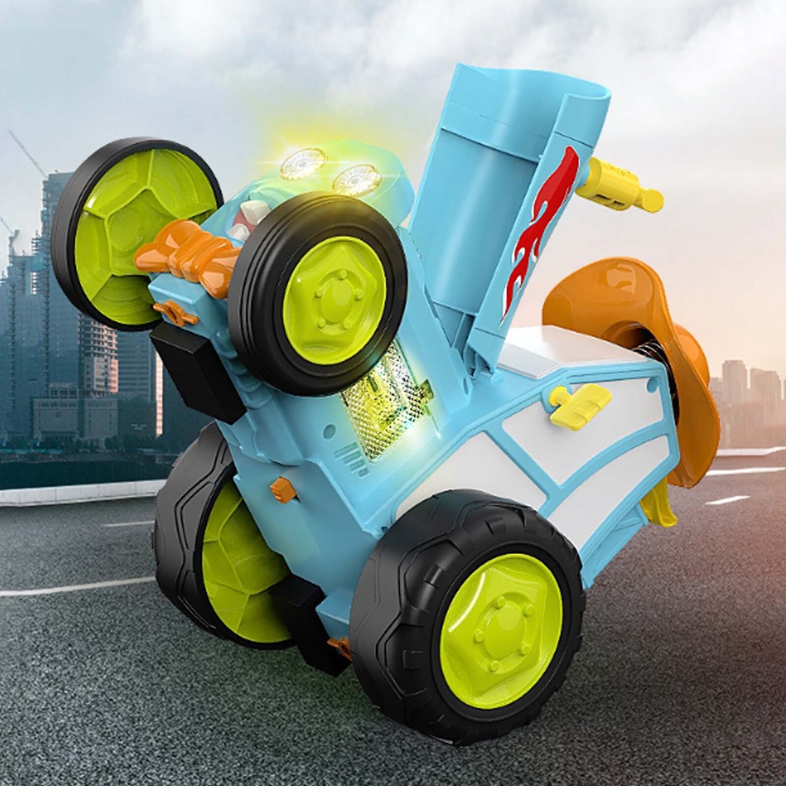 360 Rotating Crazy Jumping Car with Light Music Remote Control