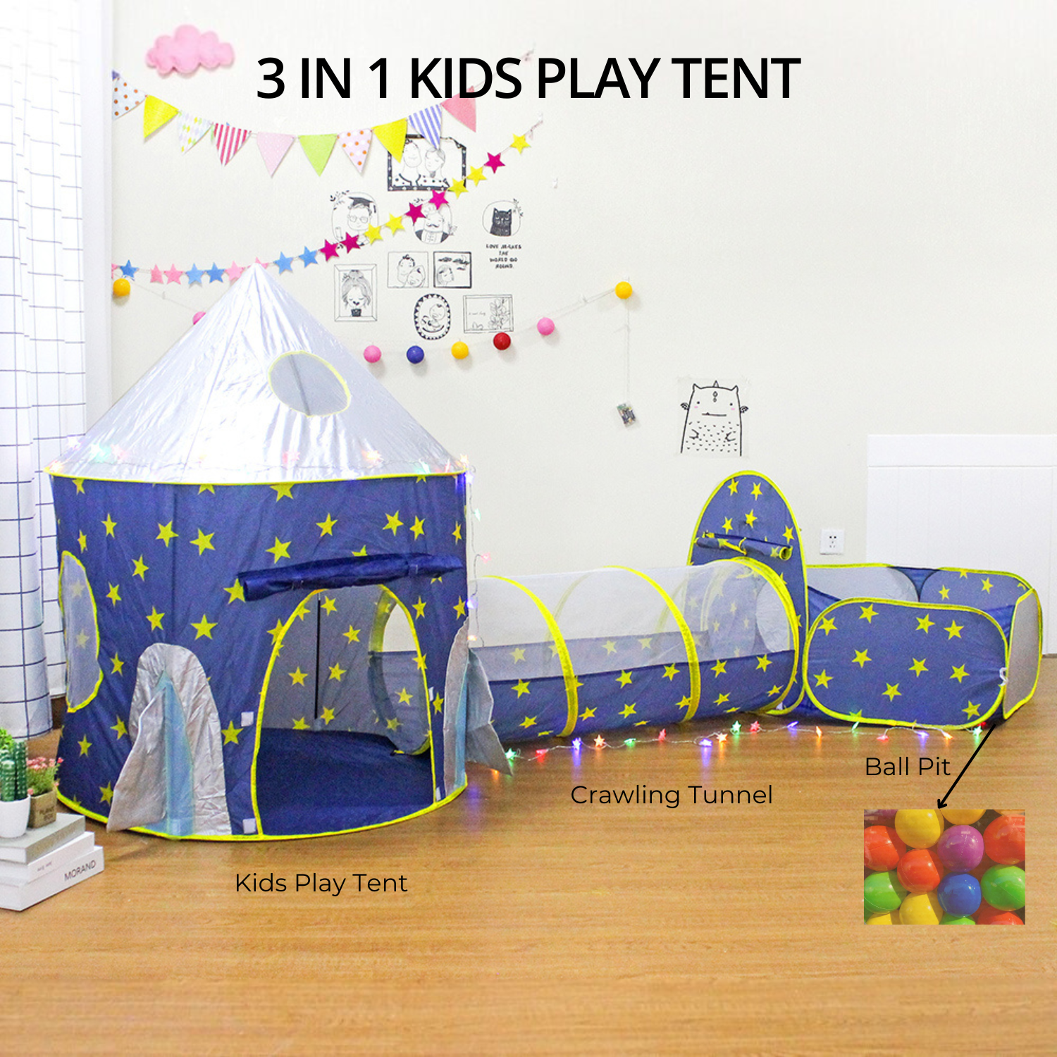 3 in 1 Sky Style Kids Play Tent