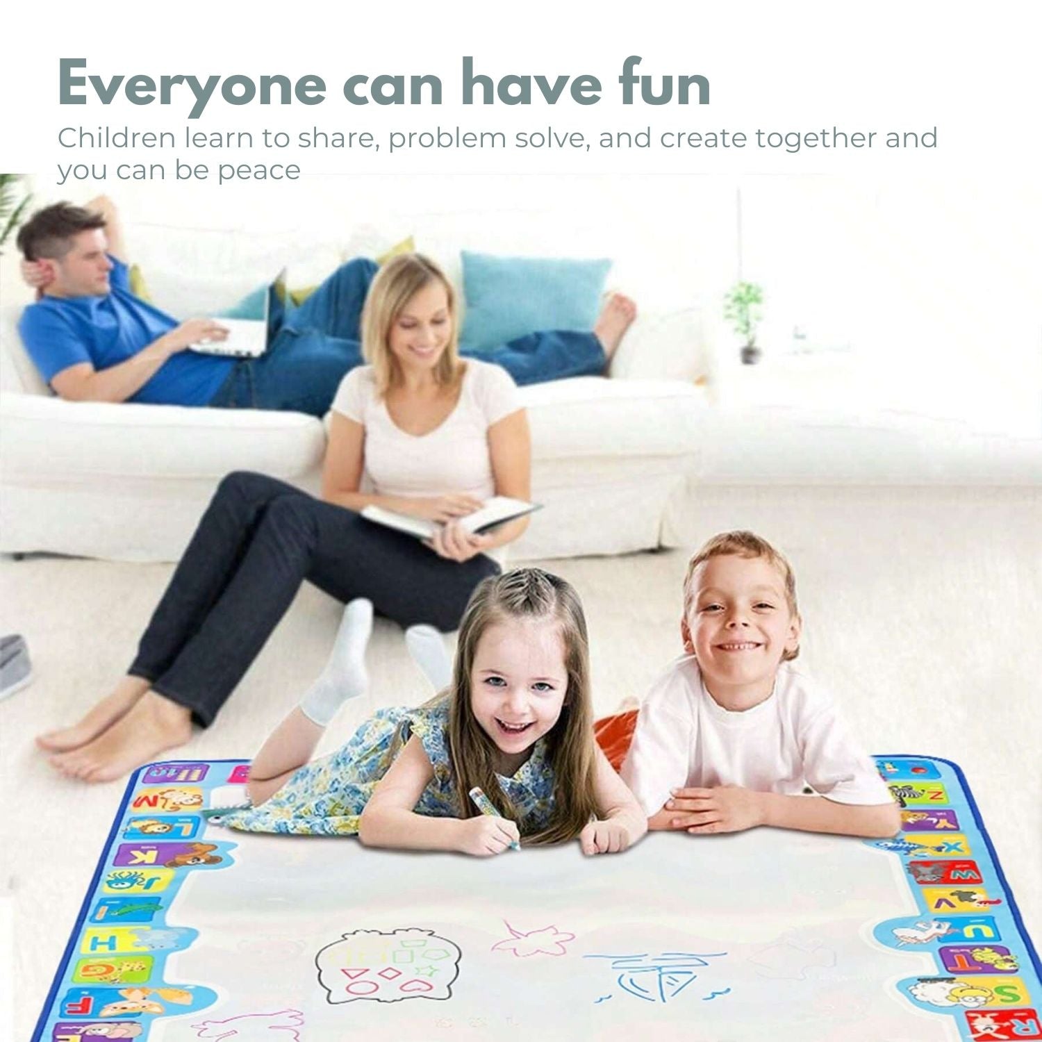 Kids Water Paint Mat with Alphabet and Animals Design