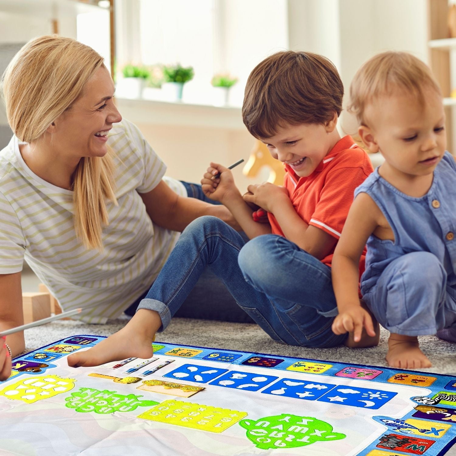 Kids Water Paint Mat with Alphabet and Animals Design