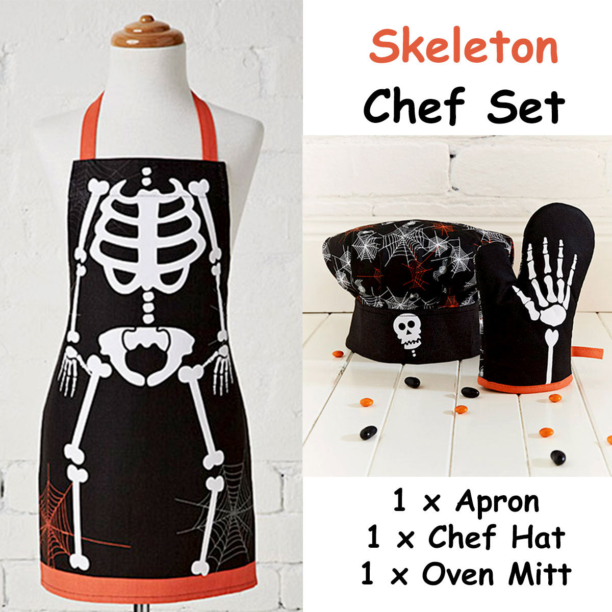 Skeleton Chef Halloween Set