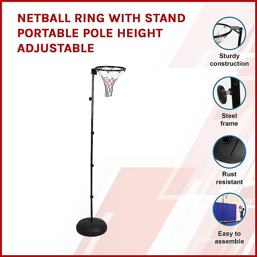 Netball Ring with Stand Portable Pole Height Adjustable