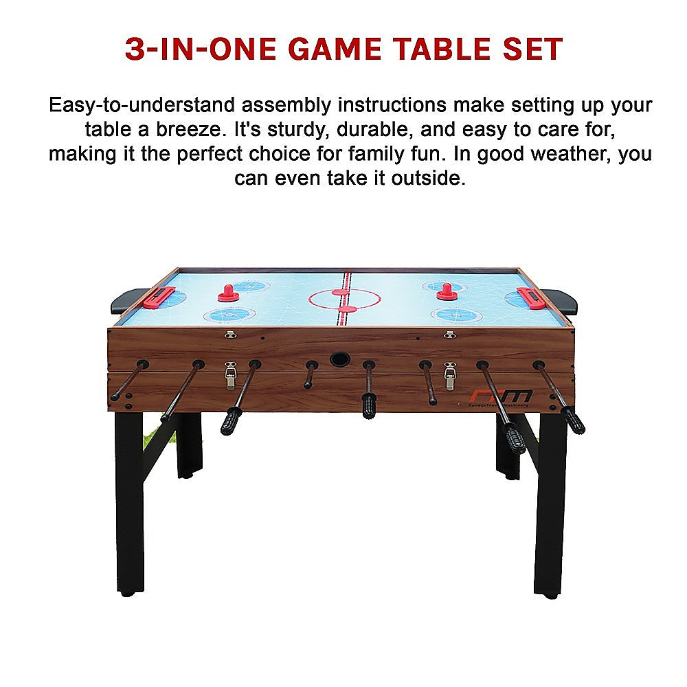 4FT 3-in-1 Games Foosball Soccer Hockey Pool Table