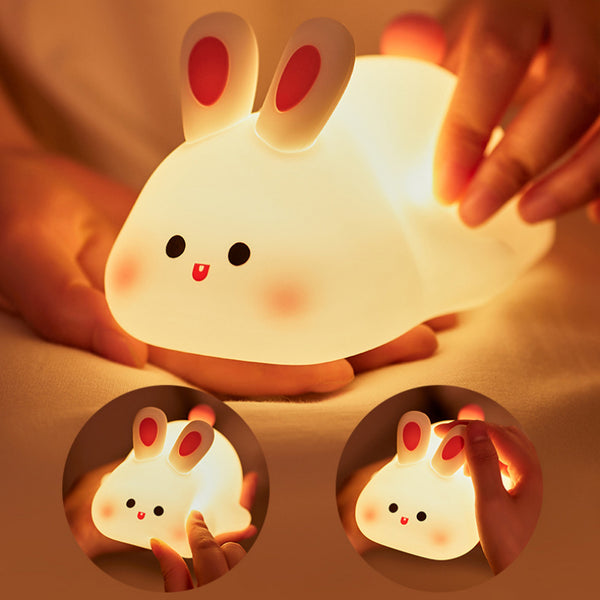 Cute Silicone Rabbit Night Light with Voice Control