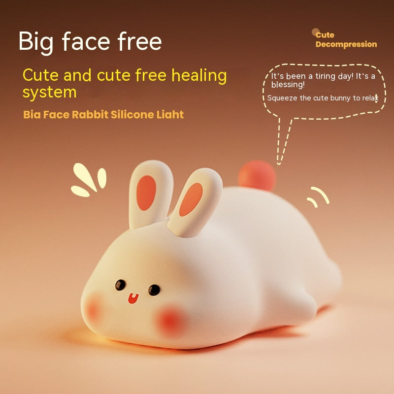 Cute Silicone Rabbit Night Light with Voice Control