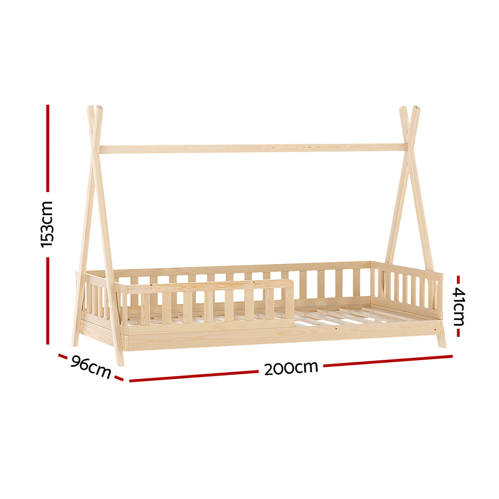 Artiss Wooden Kids House Bed Frame in Oak