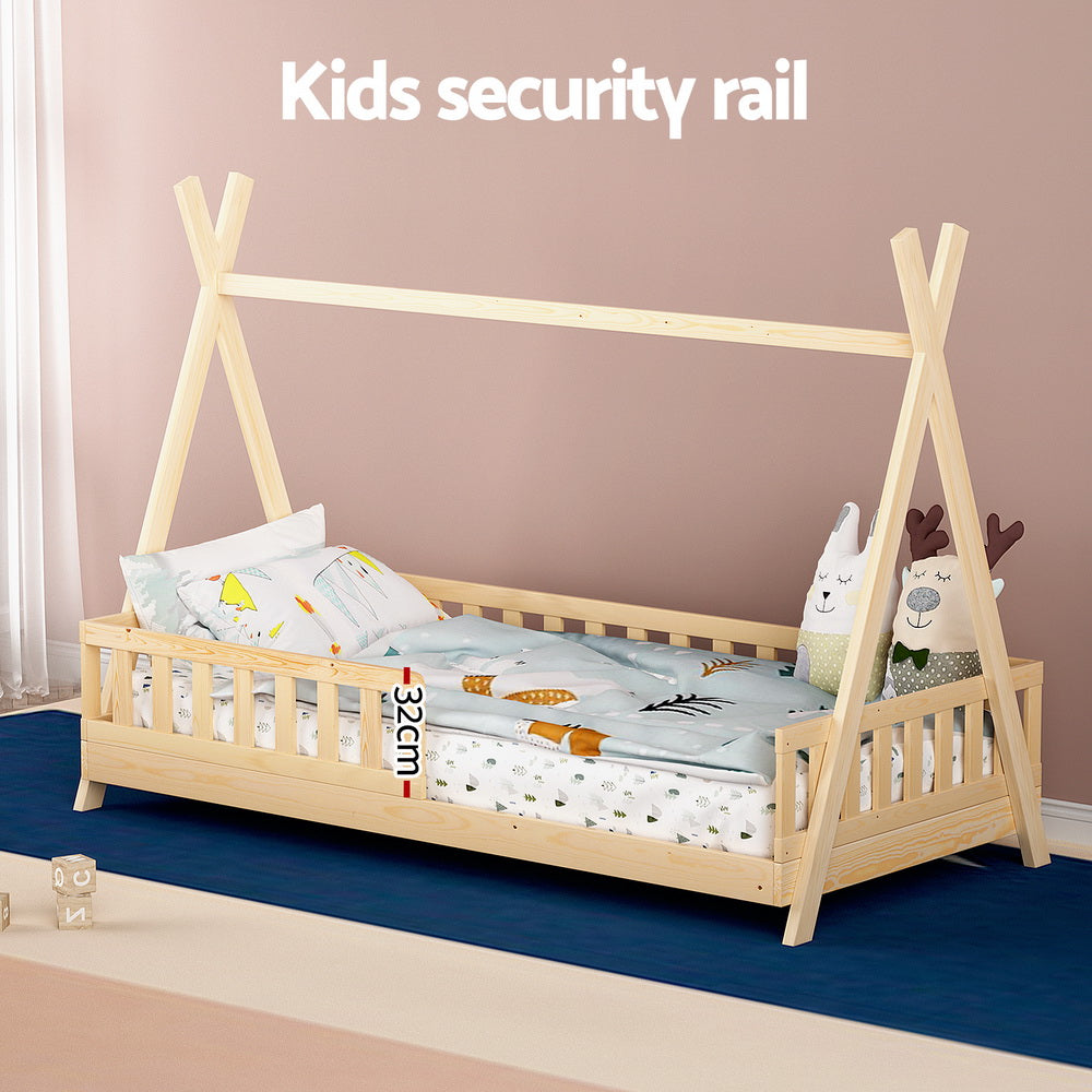 Artiss Wooden Kids House Bed Frame in Oak