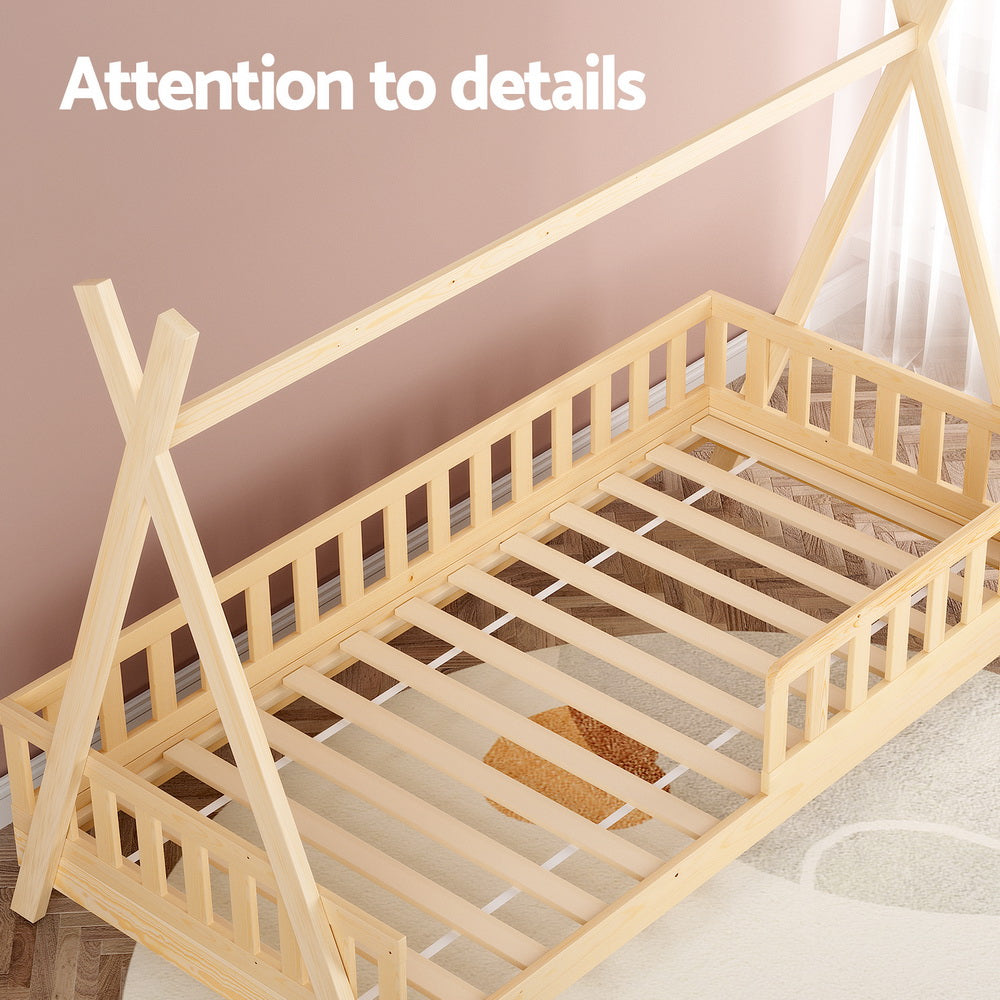 Artiss Wooden Kids House Bed Frame in Oak