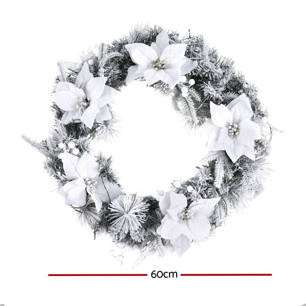 60cm Christmas LED Lights Snowy Flowers