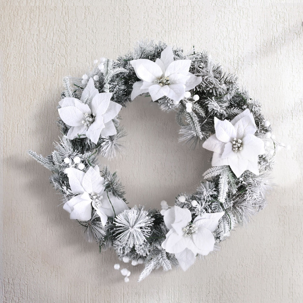 60cm Christmas LED Lights Snowy Flowers