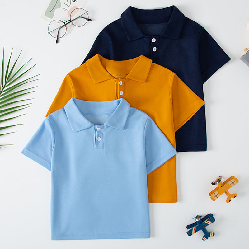 Kids Solid Colour Summer Polo Shirt