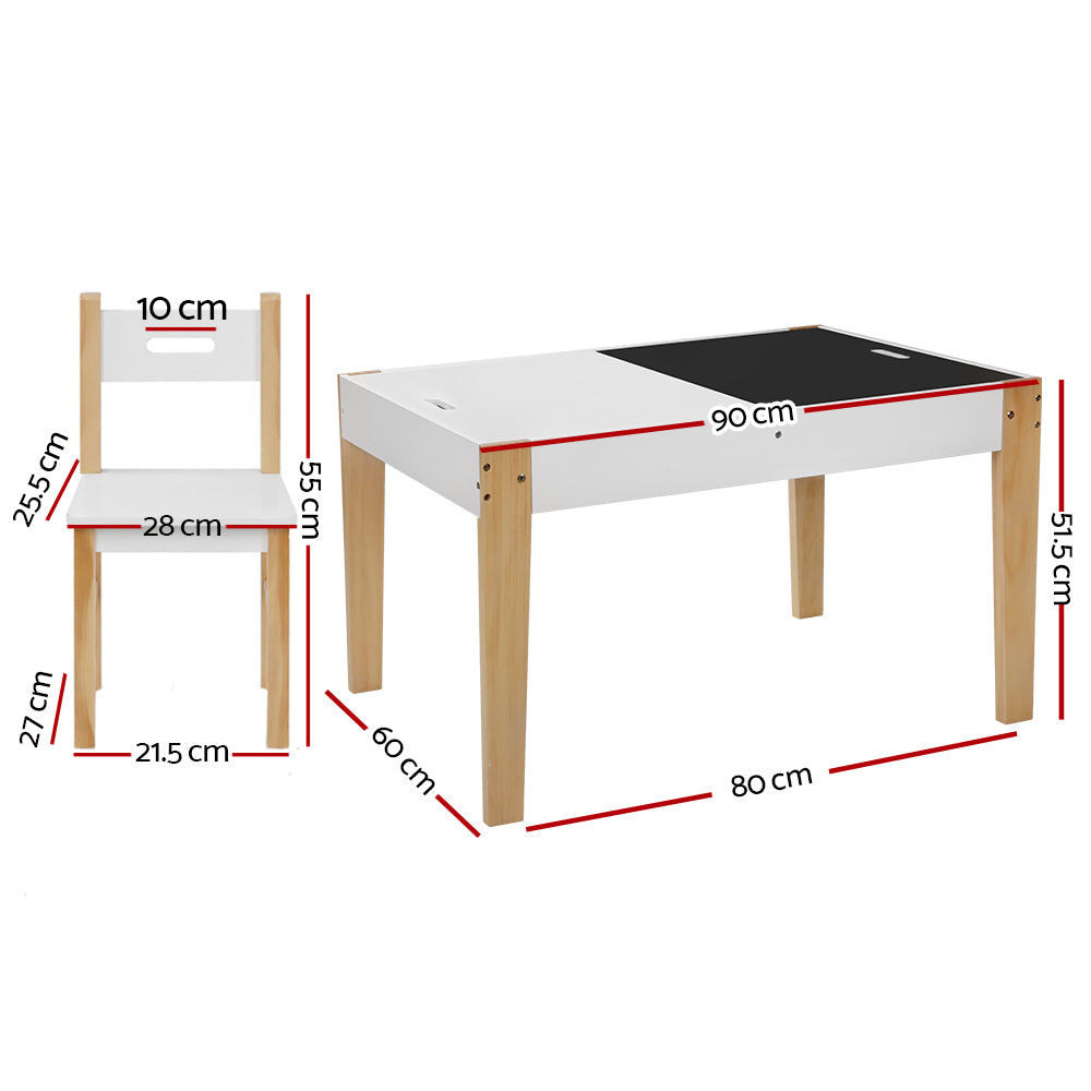 3PCS Kids Table and Chairs Set Storage Toys Play Activity Desk