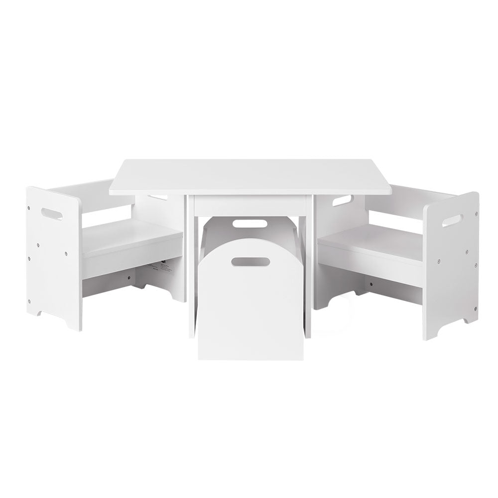 White 3PCS Kids Table and Chairs Set