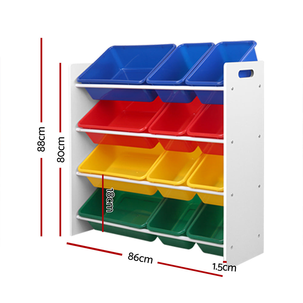 Kids Toy Box 12 Bins Bookshelf Organiser